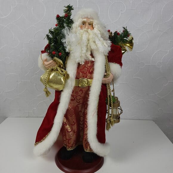 Vintage Old World Santa with Presents on Stand 17" Folk Art Santa Holiday‎ Decor - Picture 1 of 13